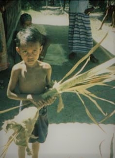 Boy with palm leaves